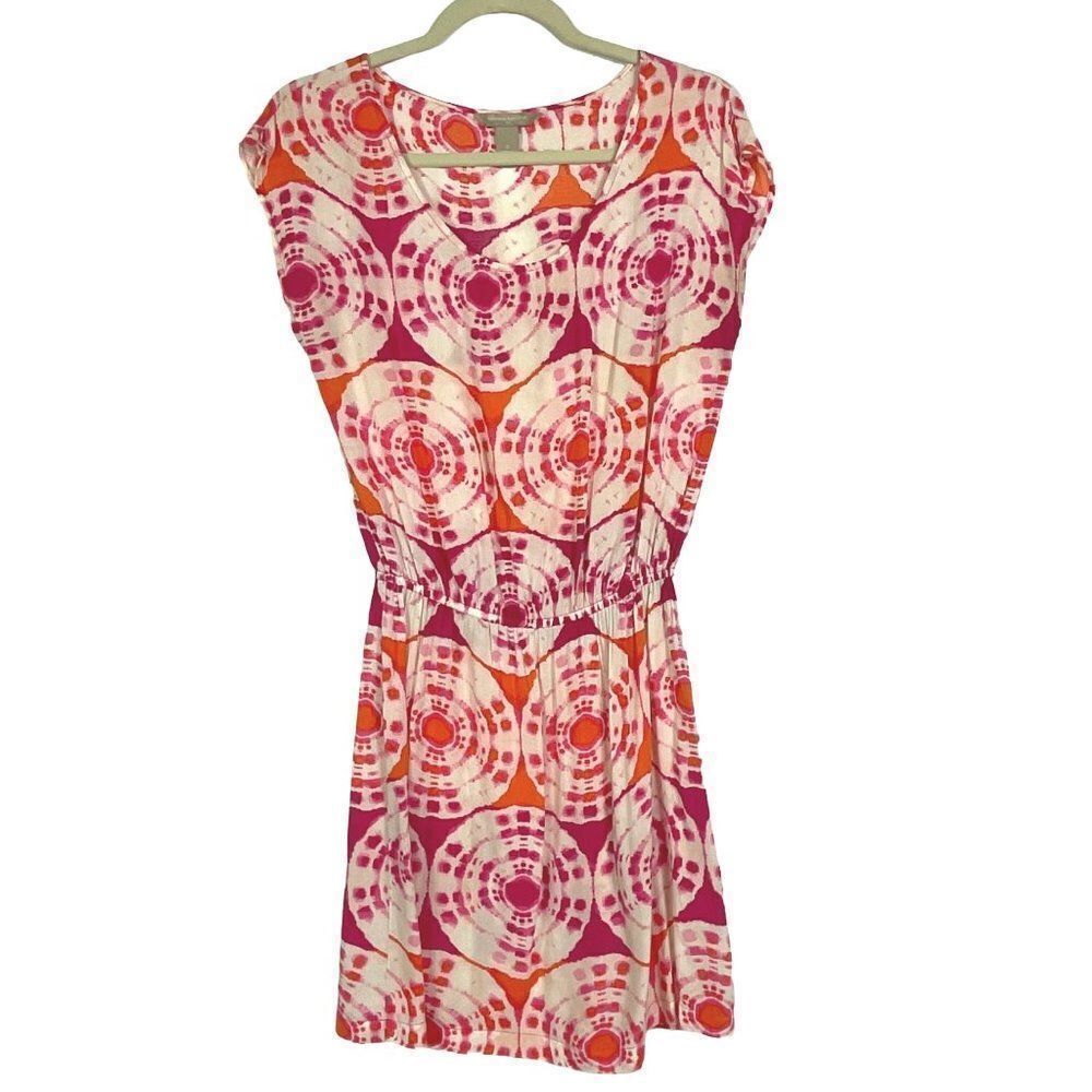 Banana Republic Factory Dress, Size Small, Elastic Waistband, Pink/Orange/White